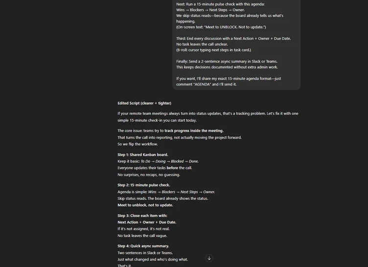 ChatGPT prompt response.