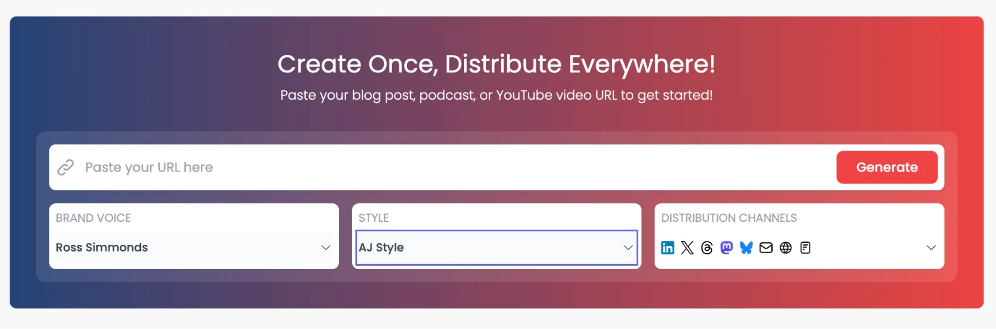 Distribution.ai's homepage showing content distribution capabilities.