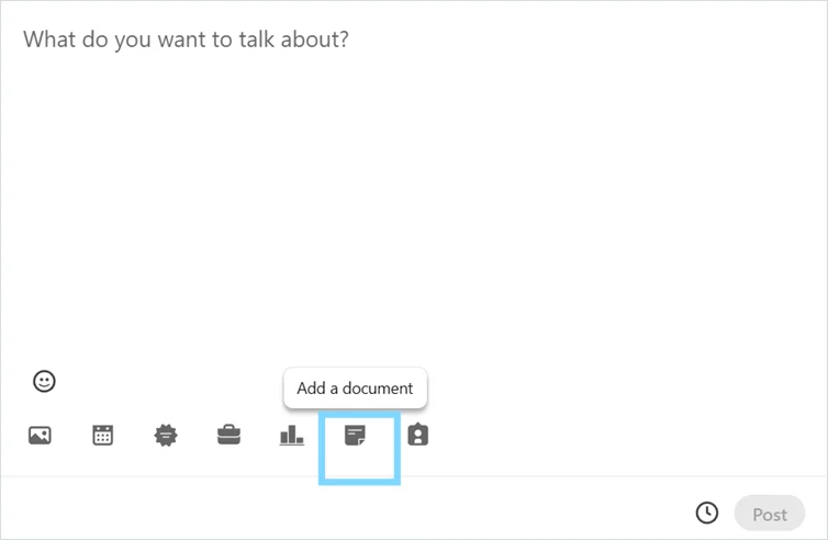 LinkedIn “Add a document” option