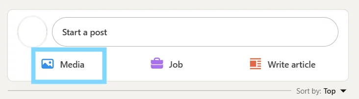 LinkedIn media option on “Start a post.”