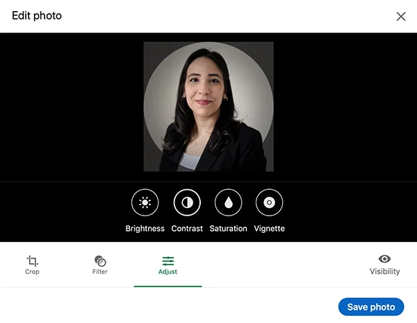 LinkedIn profile photo editor