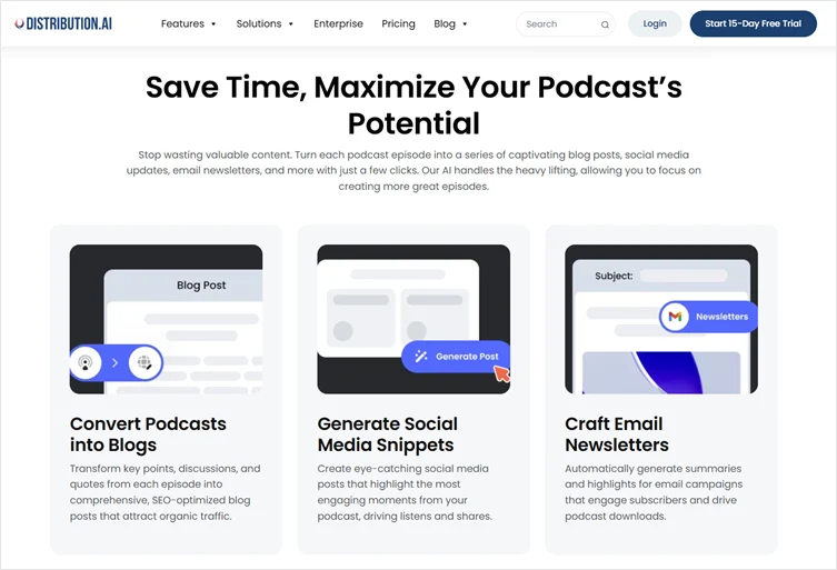 Generate email newsletters with Distribution AI for email campaigns.