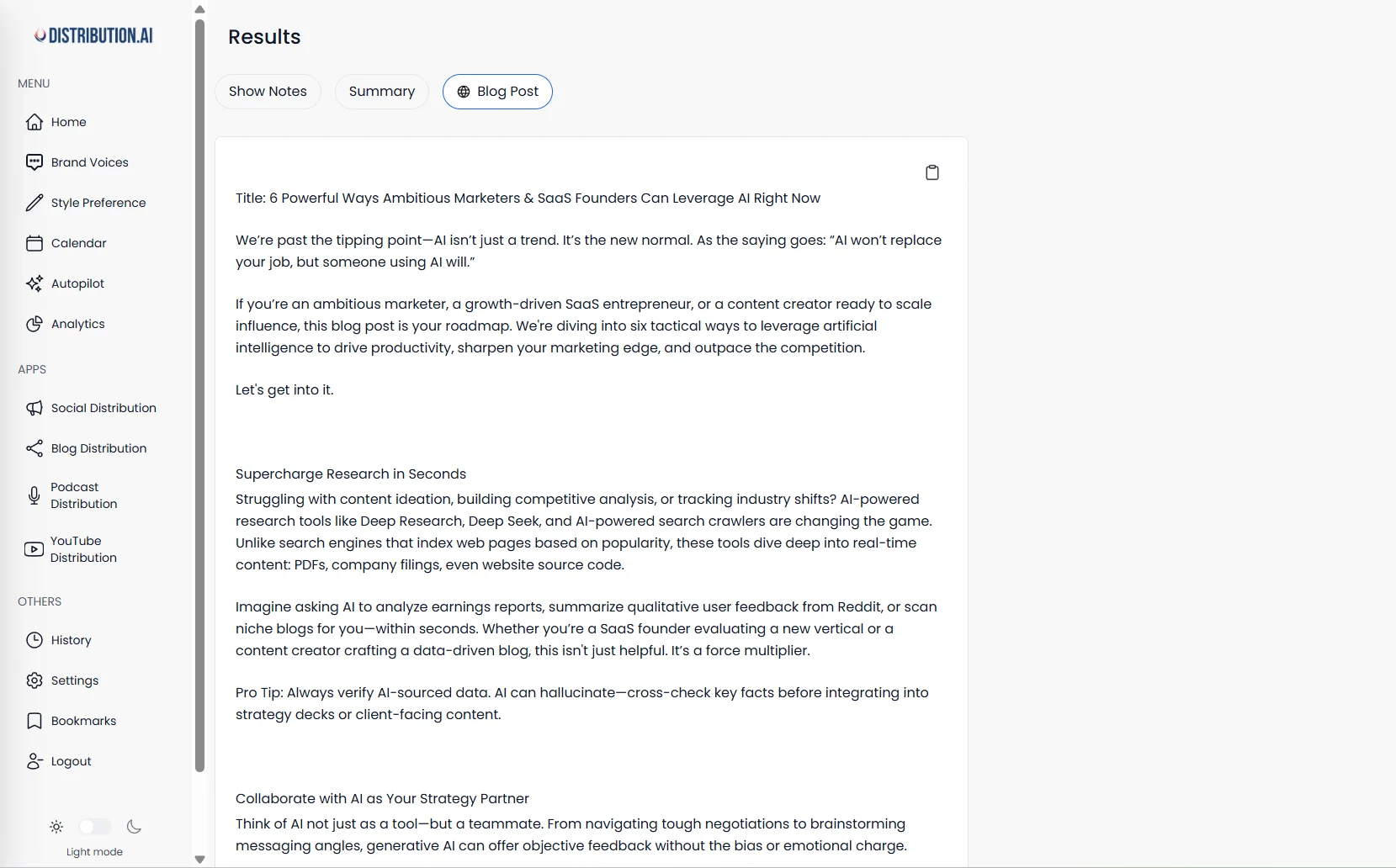 Repurpose your YouTube video to create a publish-ready blog post
