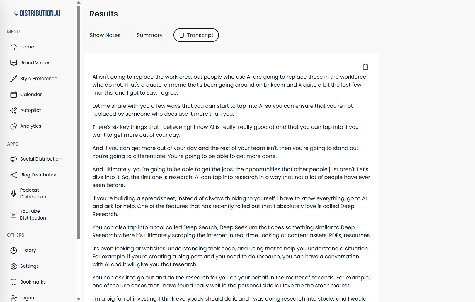 Repurpose your YouTube video to create podcast transcripts