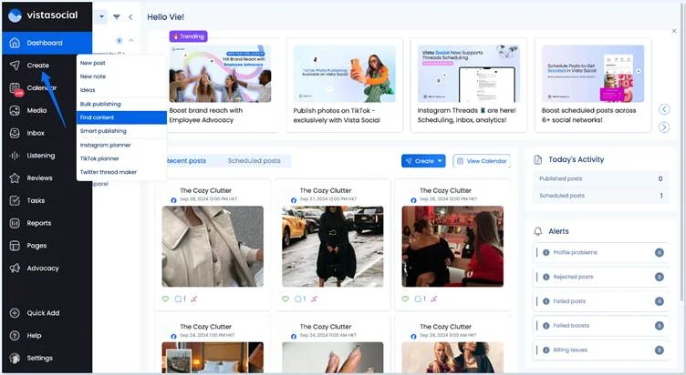 Vista Social content finder