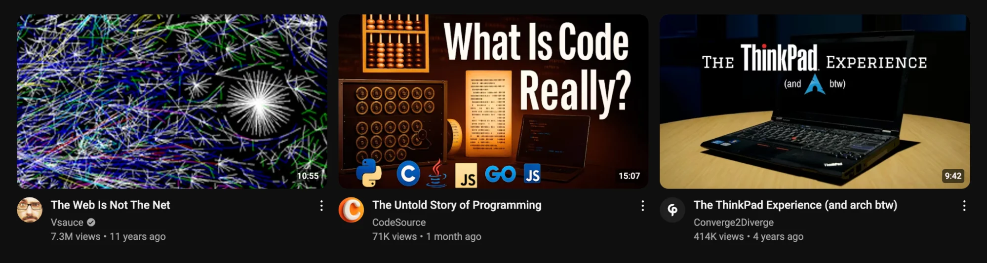 A screenshot of the YouTube feed showing how very old videos can become visible