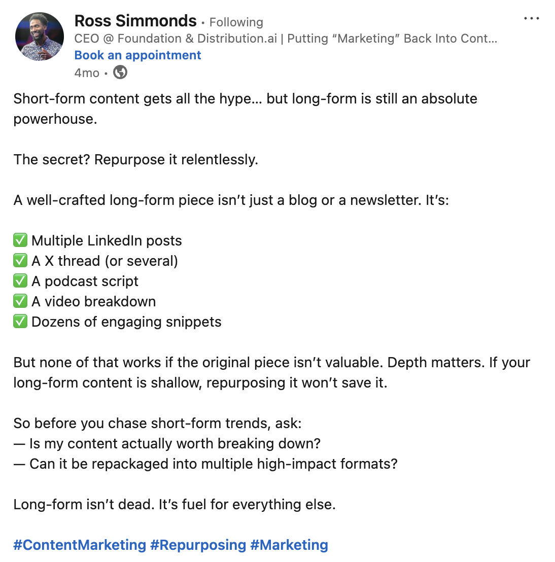 Ross Simmonds on short-form content