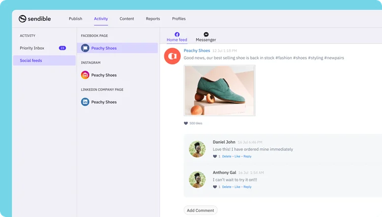 Sendible homepage