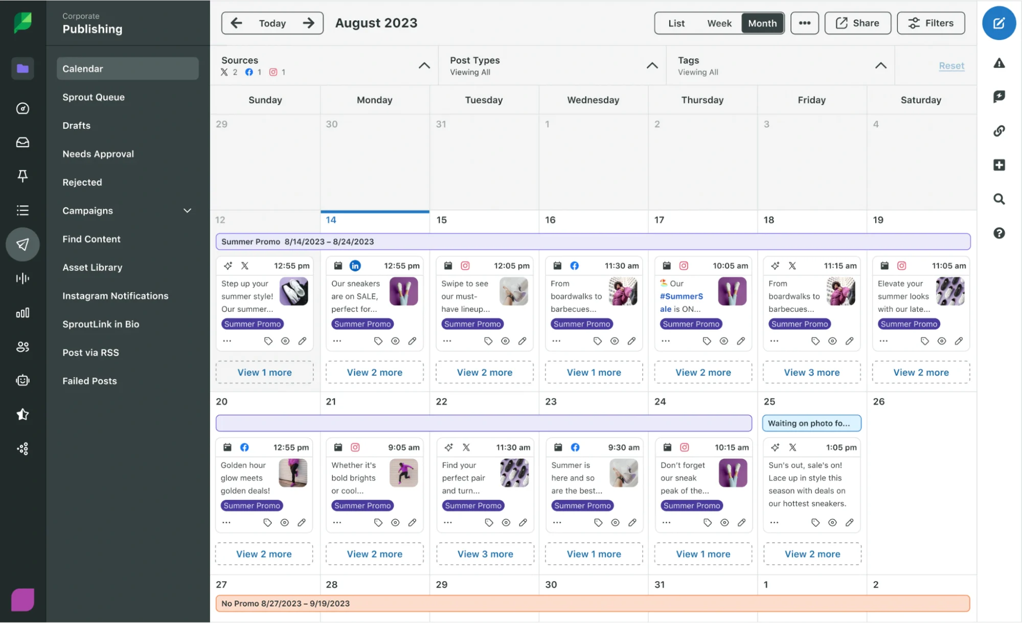 Sprout social publishing page