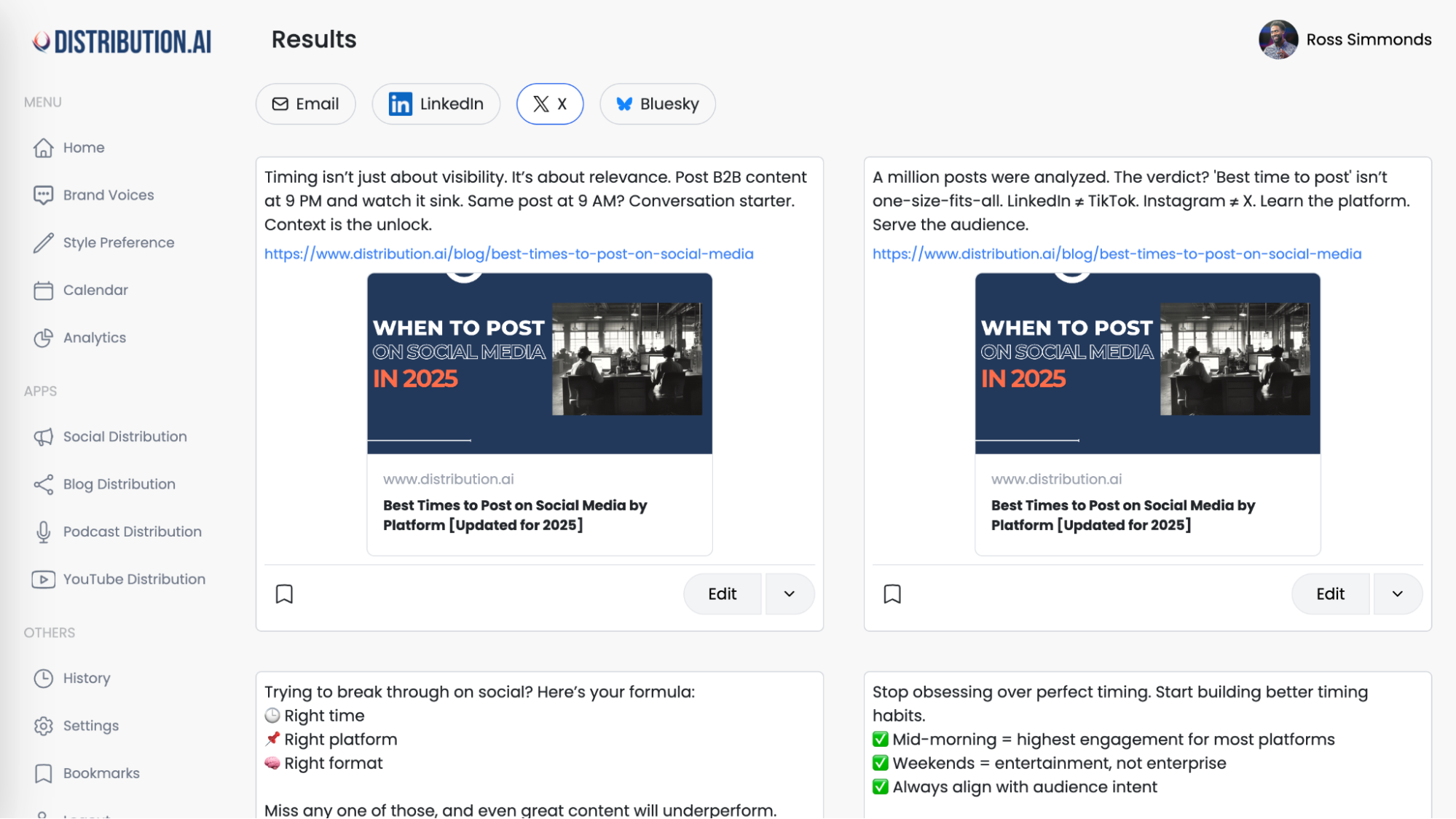 content distribution using distribution.ai