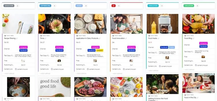 ClickUp’s social media plan template