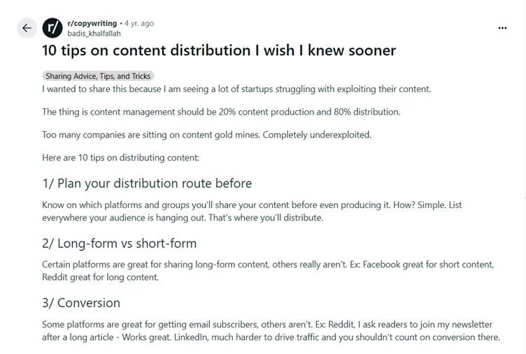Tips on content distribution