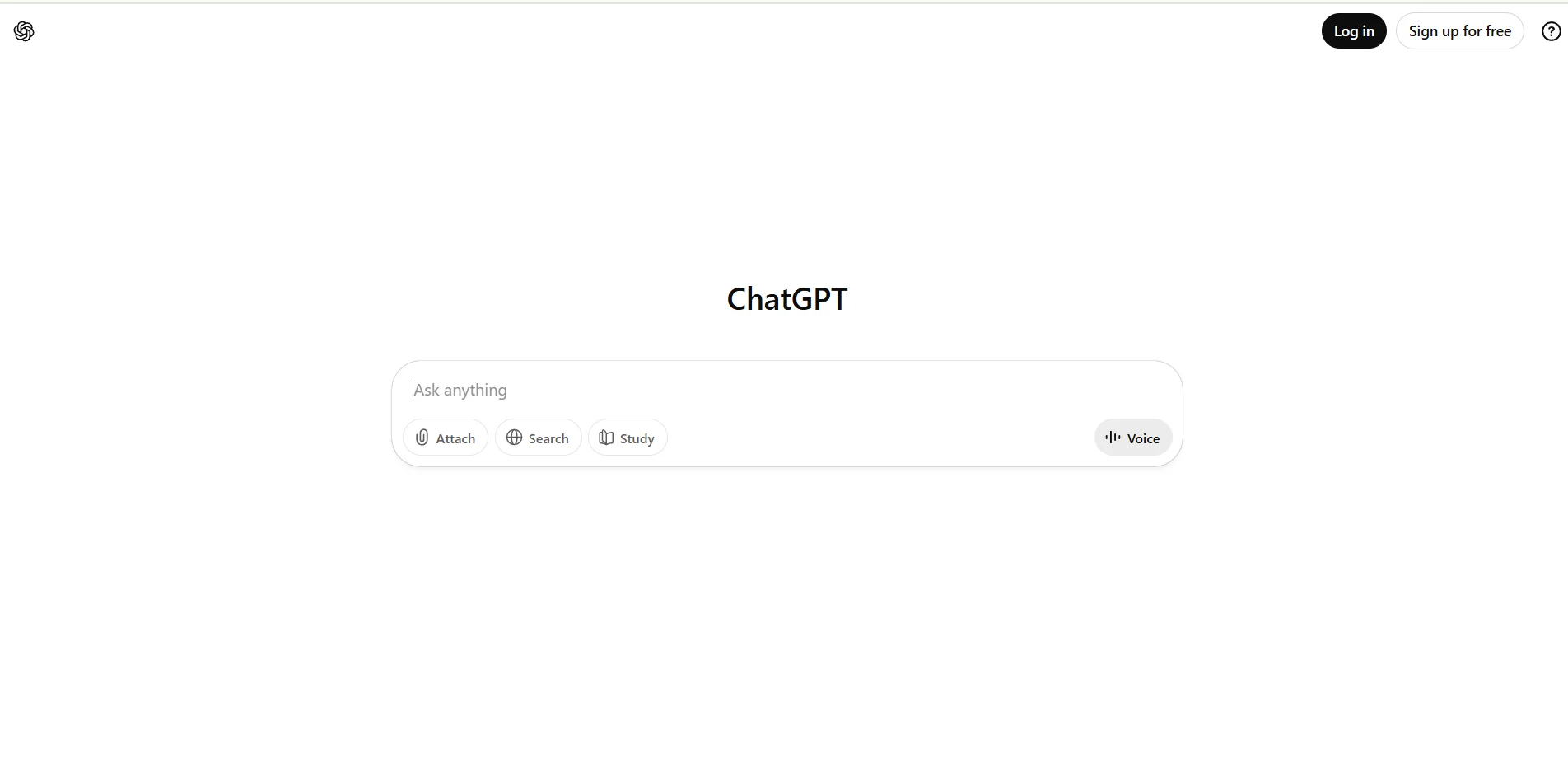 ChatGPT home page.