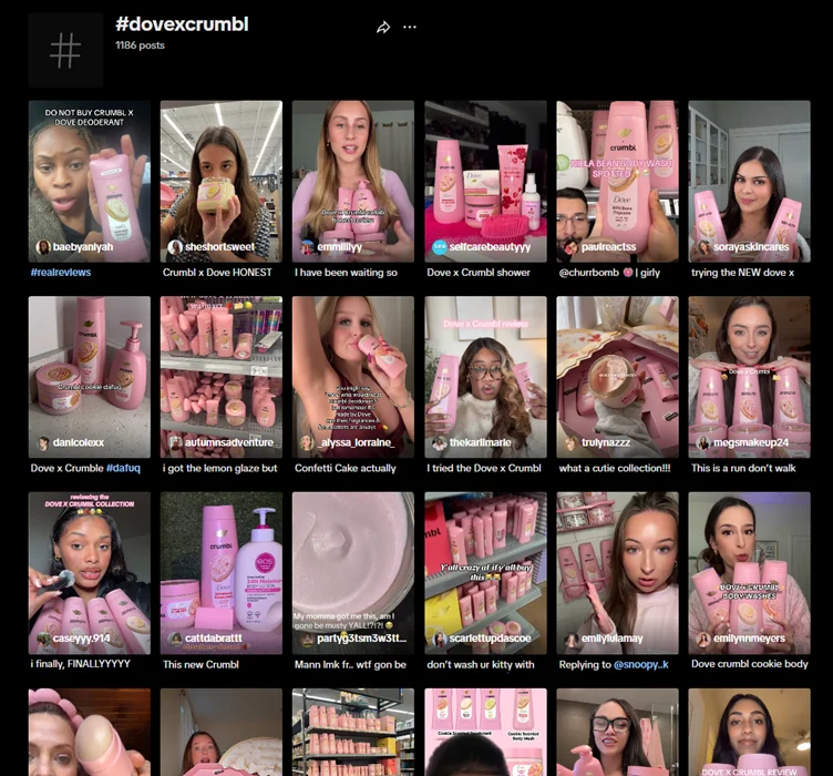 Dove x Crumbl campaign on TikTok