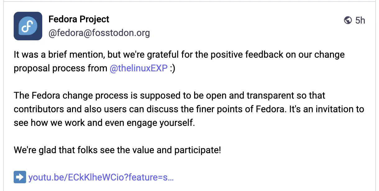 Example of a Mastodon Post.