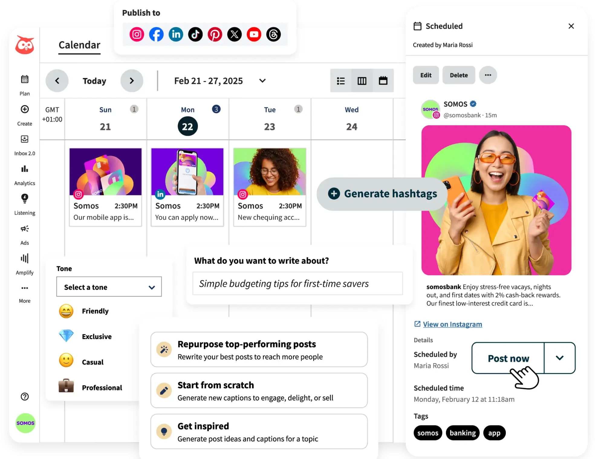 Hootsuite content creation page