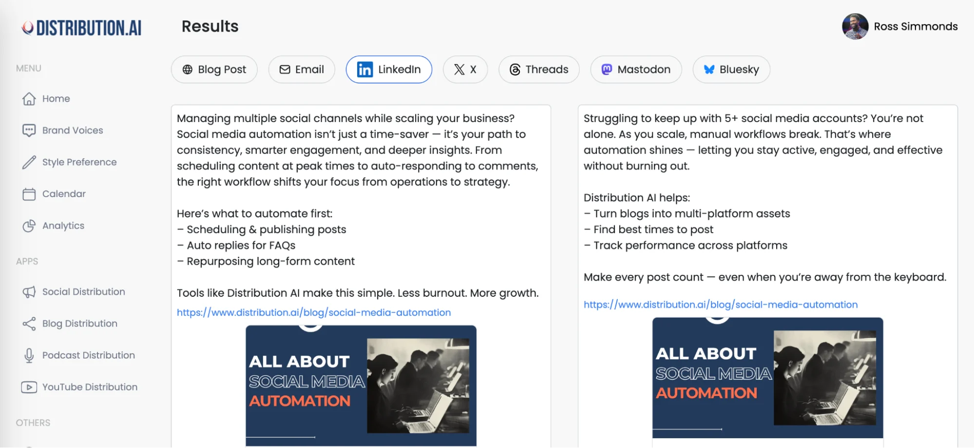Social posts generated by Distribution AI.