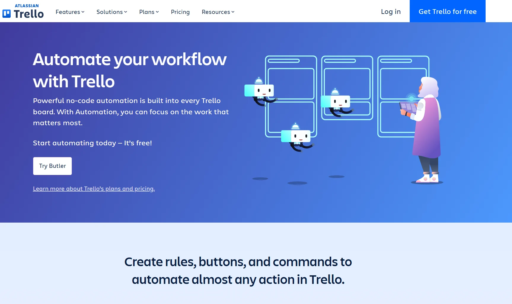 Trello automation page.