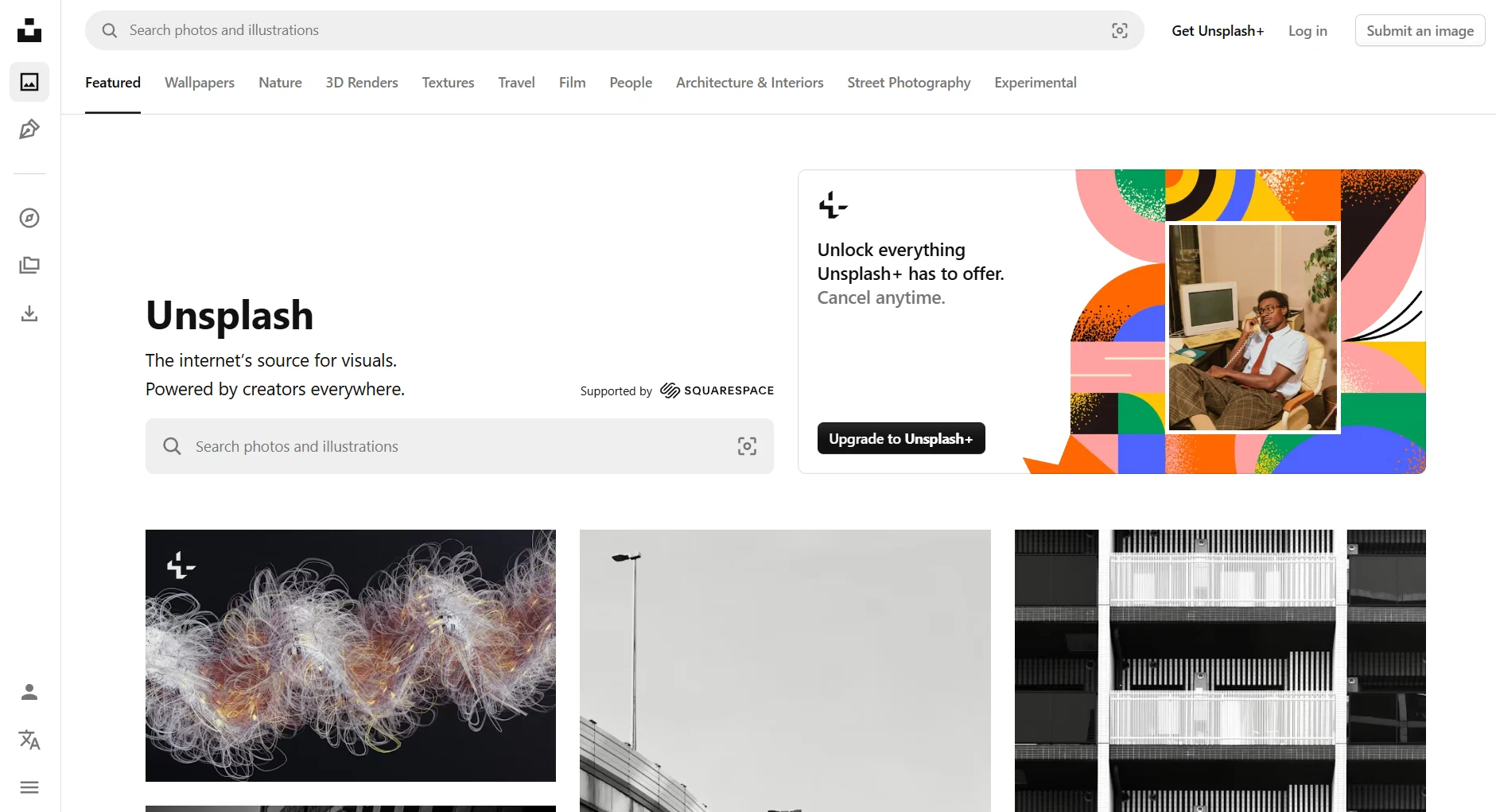 Unsplash home page