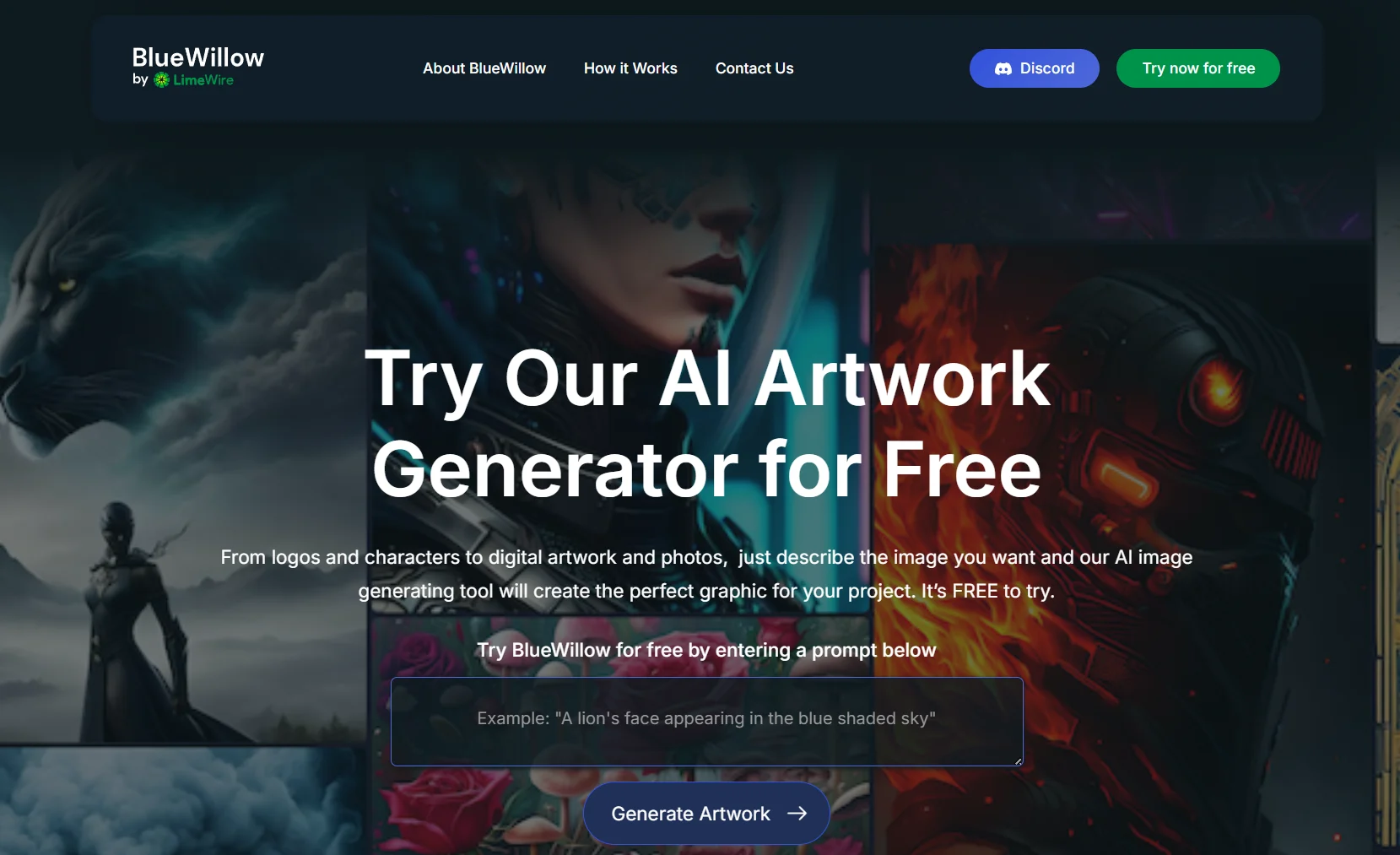 BlueWillow home page.