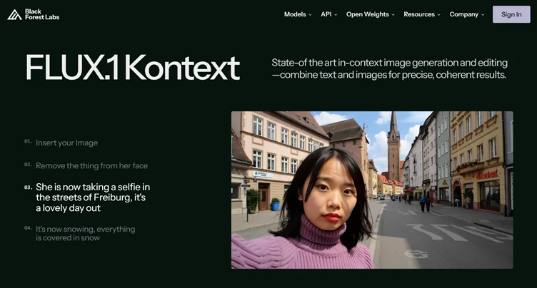 Flux Kontext model home page.