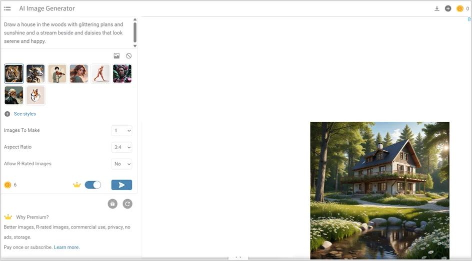 Hotpot AI image generator page.