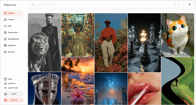 Midjourney explore page