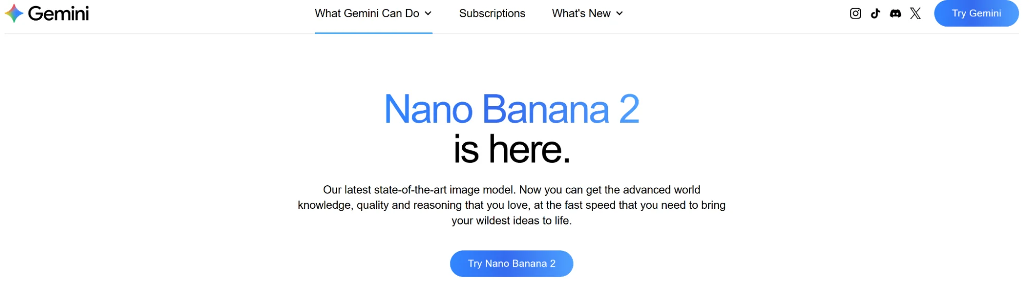 Nano Banana Pro’s landing page introducing the model.