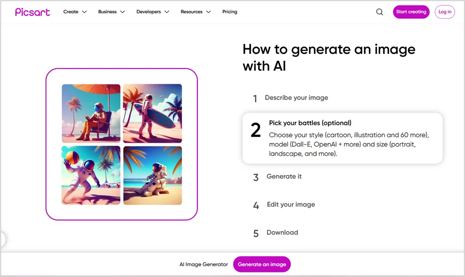 Picsart AI image generator.