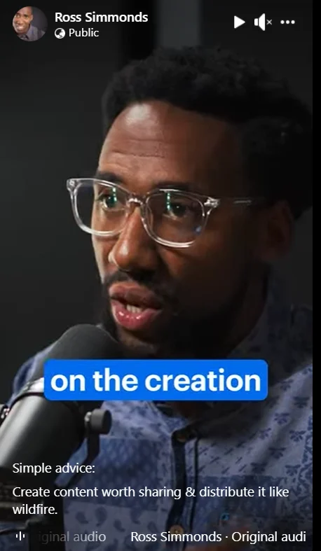 Ross Simmonds leveraging videos on Facebook