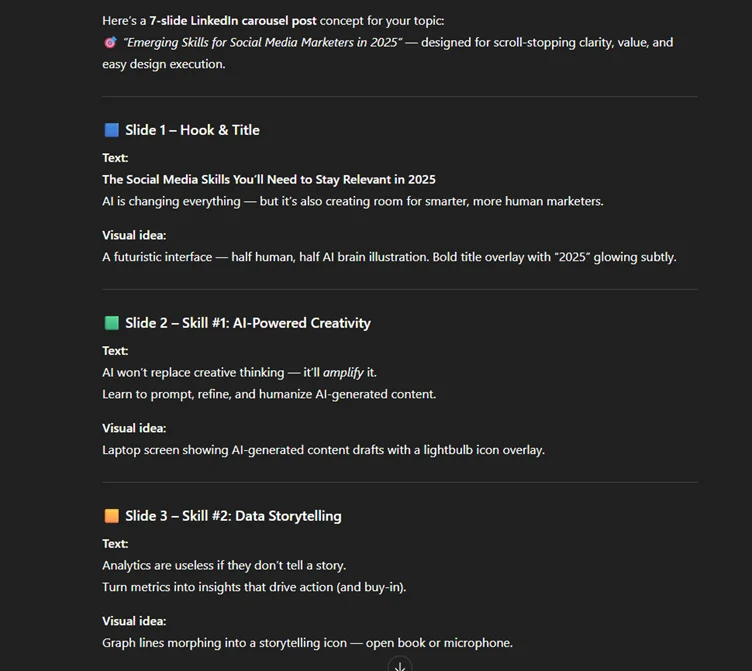 Educational carousel post generator