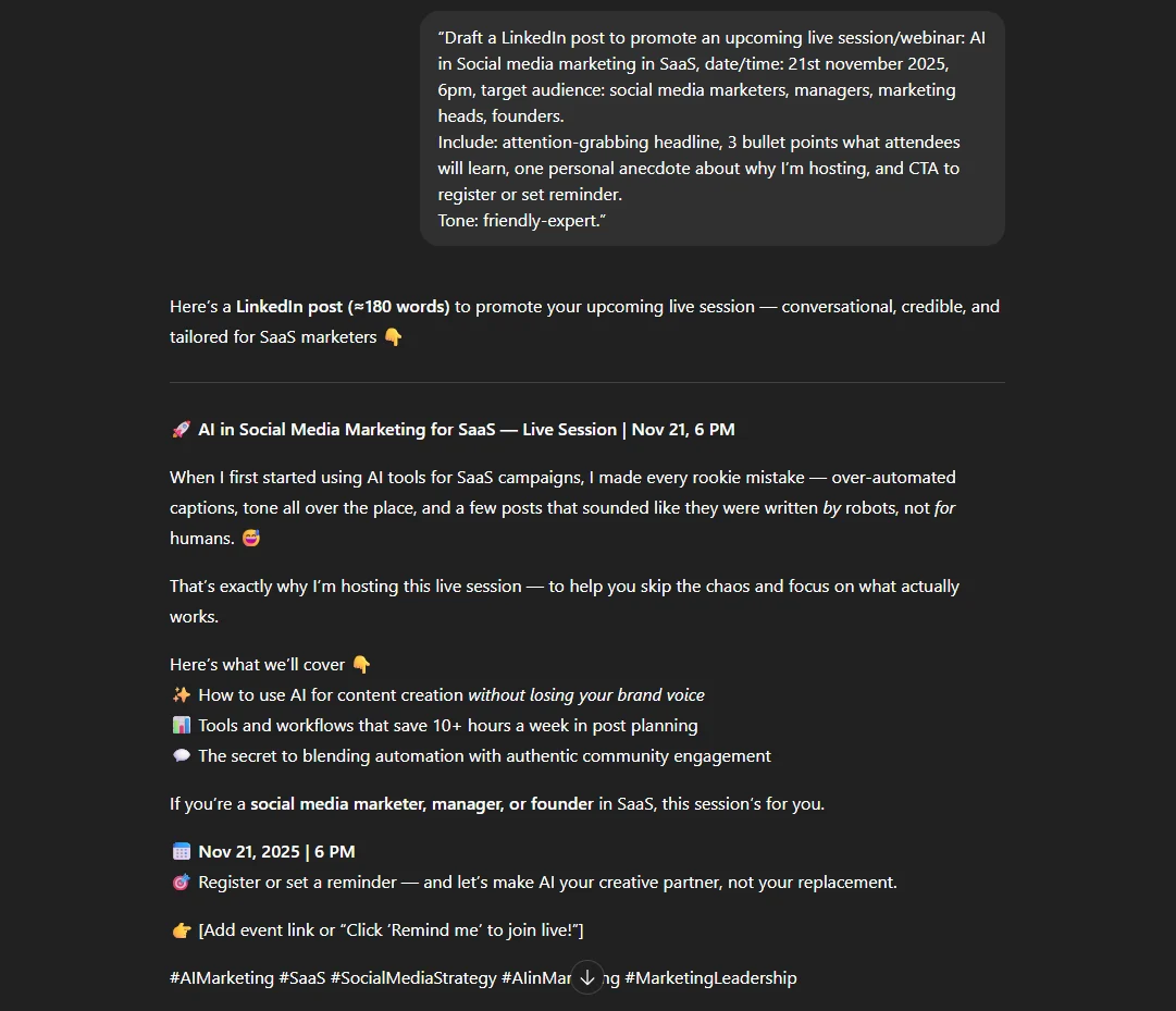 Live session promotion post