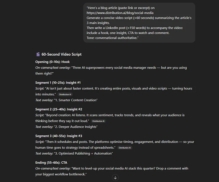  Repurposing blog post to video script