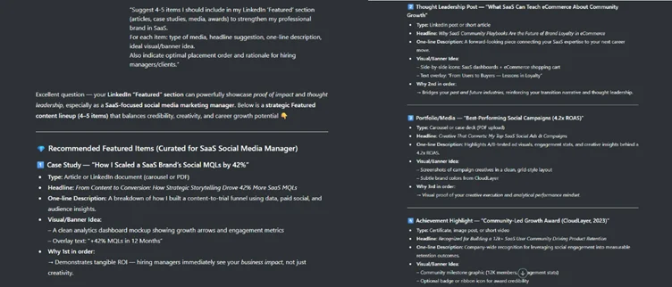 Featured section and media strategy prompt