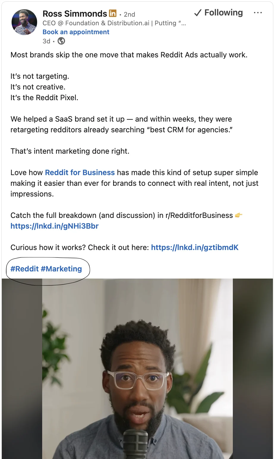 How LinkedIn hashtags look on the platform