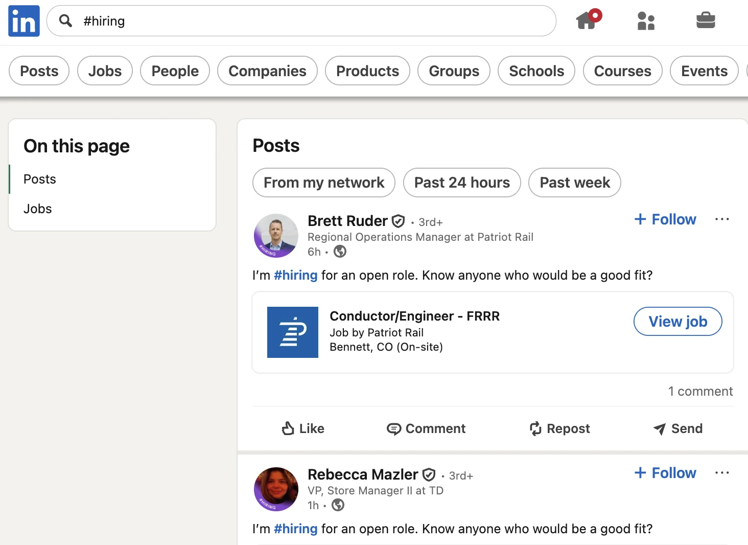 How to look for LinkedIn hashtags on the search bar