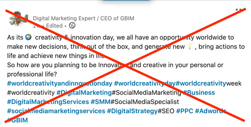 How to not use hashtags on LinkedIn