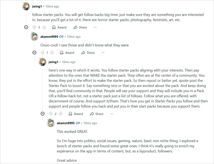 Redditors suggest following starter packs to grow on Bluesky