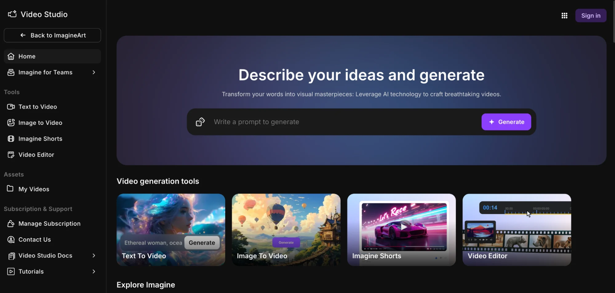 Lumen5 content repurposing tool dashboard for turning text into videos.