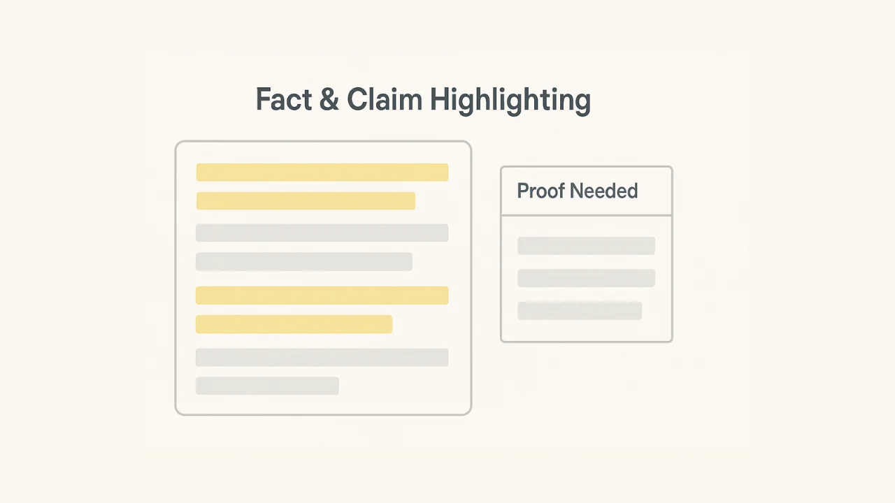 Paragraph with highlighted sentences indicating claims that need sources.