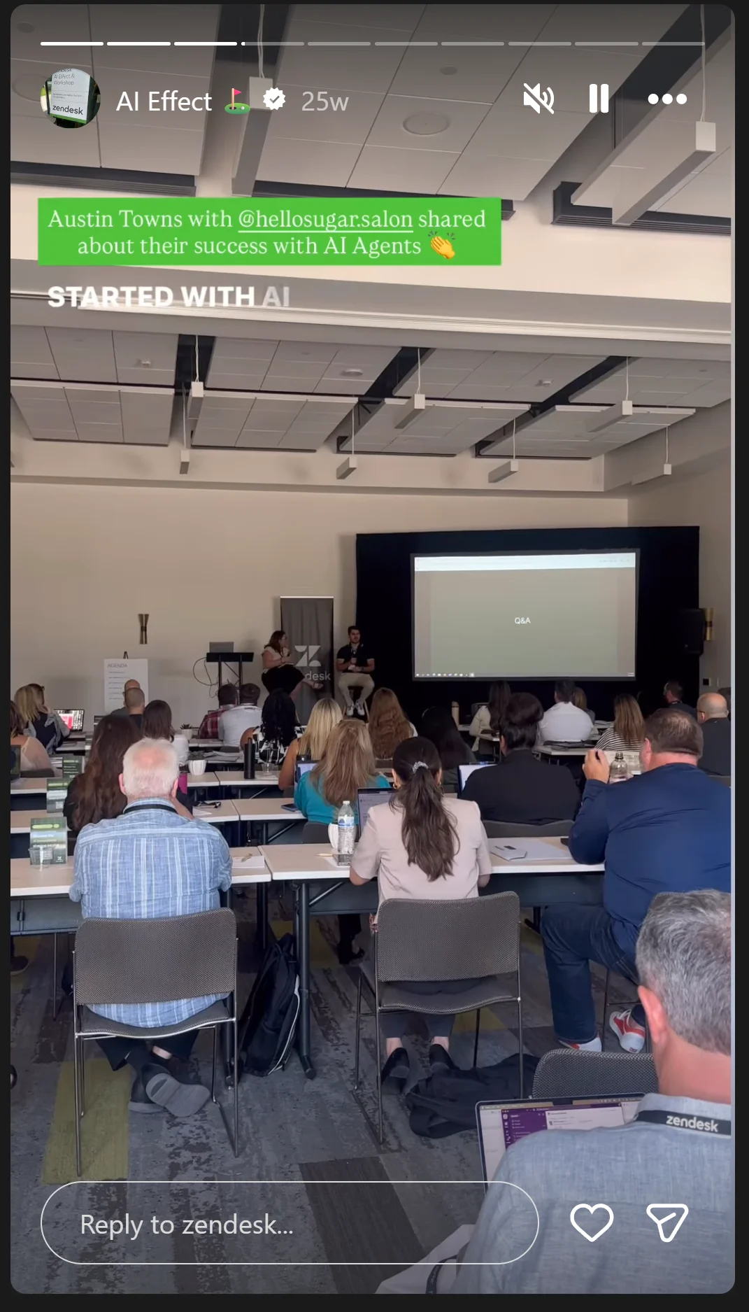 An Instagram Story from Zendesk showcasing a conference.