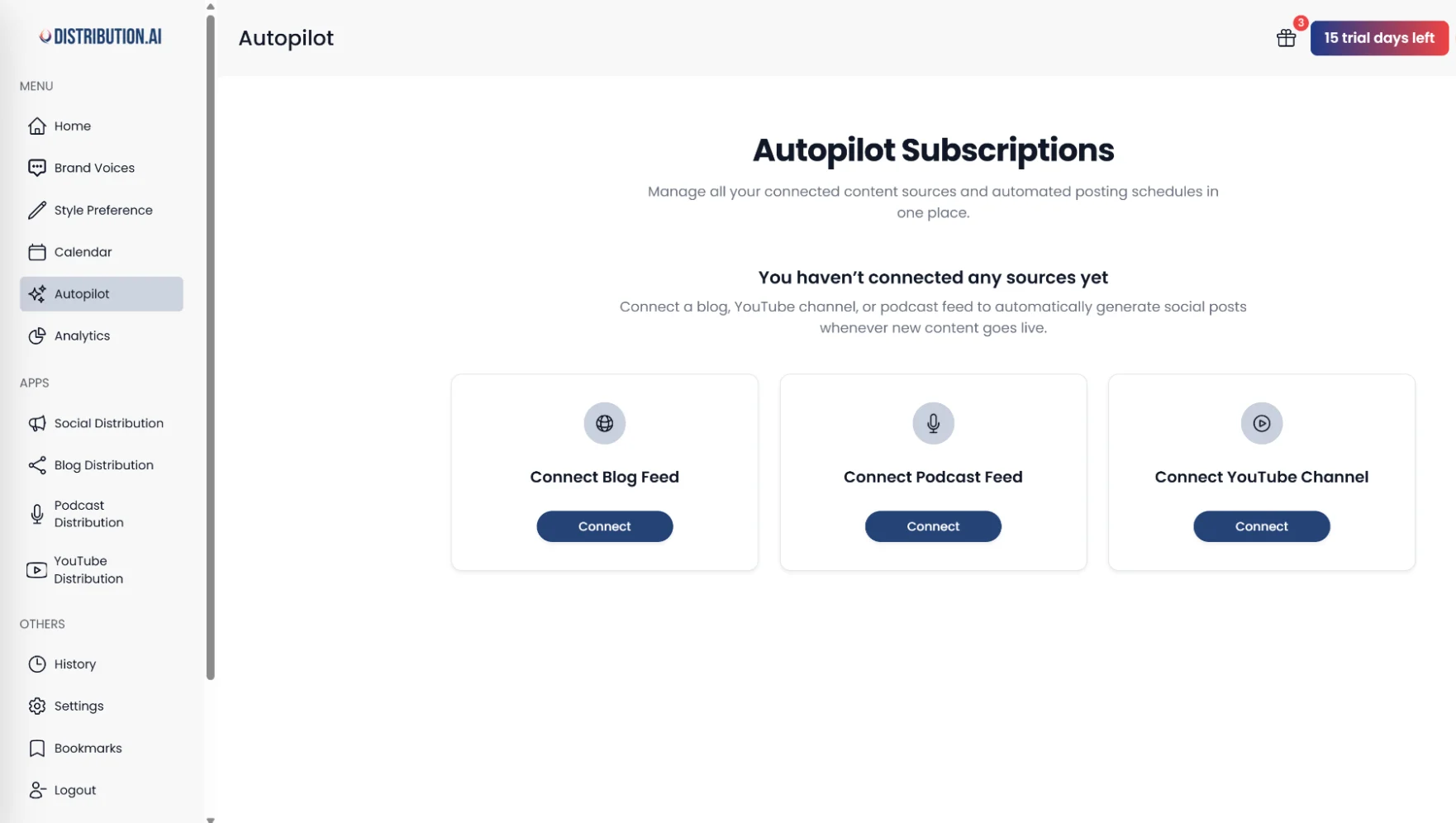 Distribution.ai’s Autopilot feature automates content repurposing at scale without requiring manual oversight