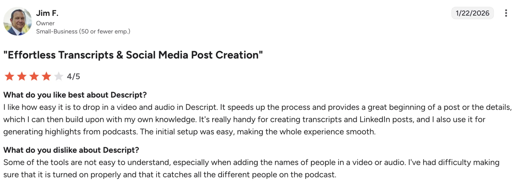Descript - Effortless Transcripts & Social Media Post Creation
