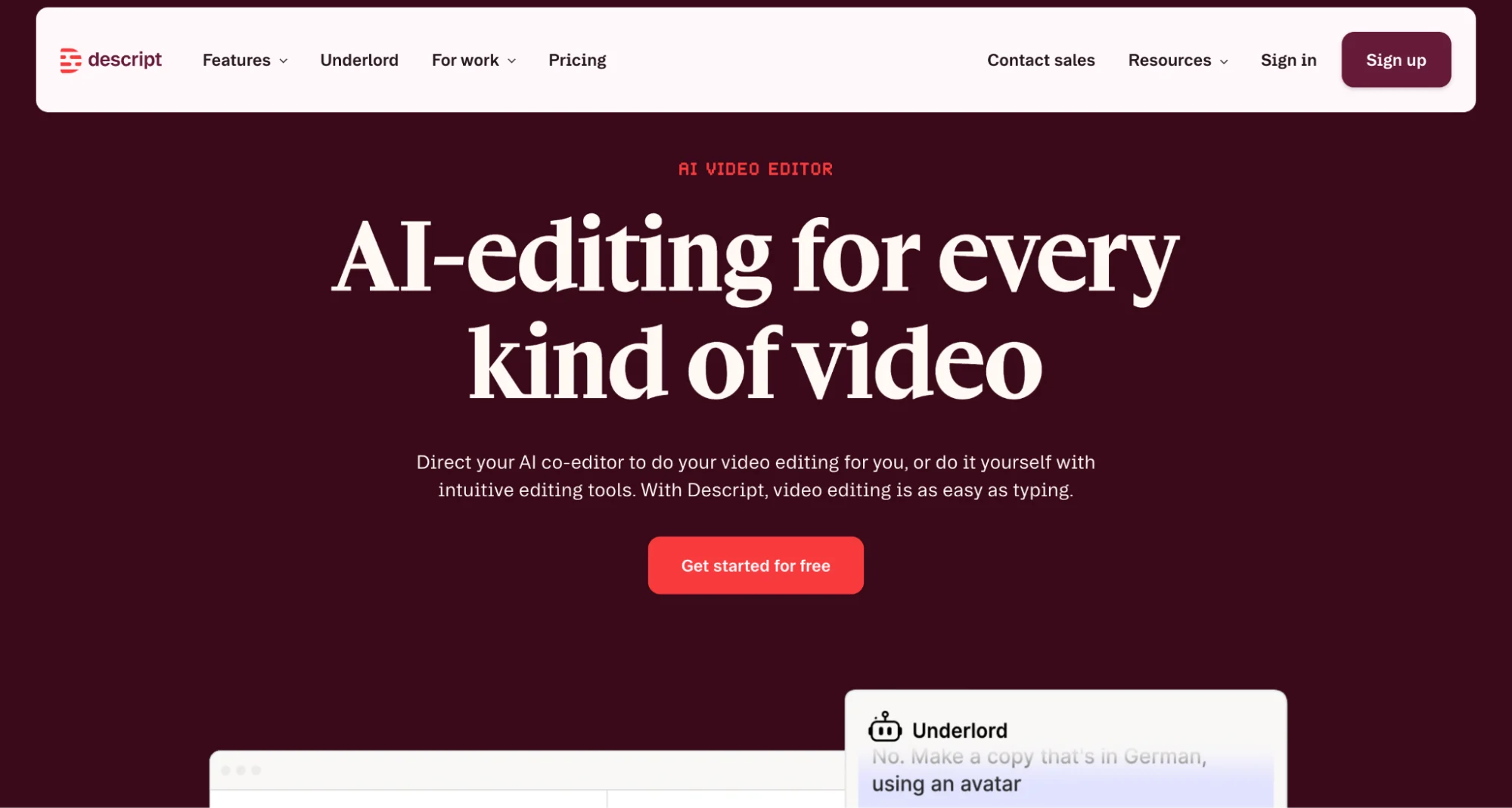 Descript Homepage