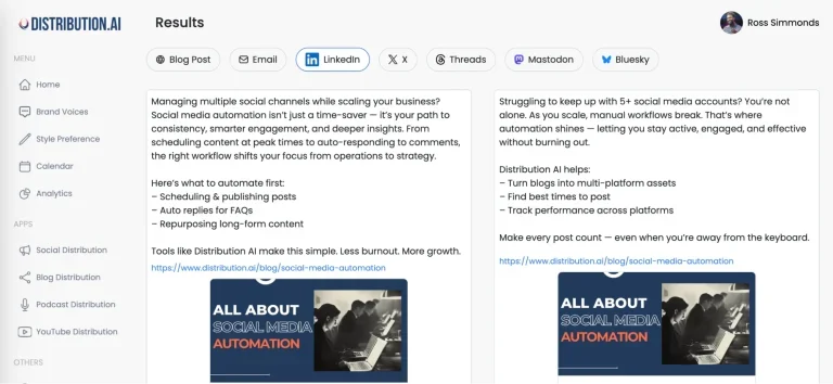 Distribution.ai’s content creation interface