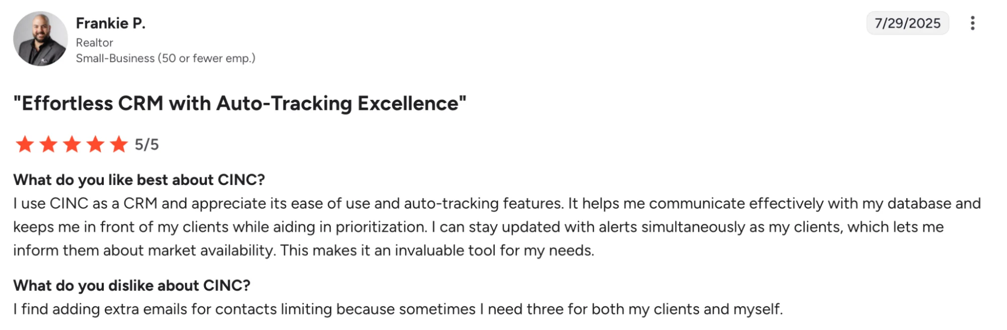CINC-Effortless CRM with Auto-Tracking Excellence