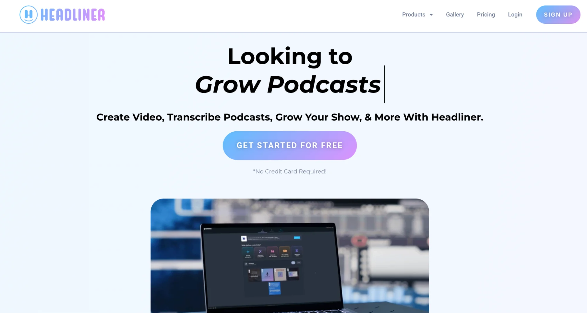 Headliner homepage