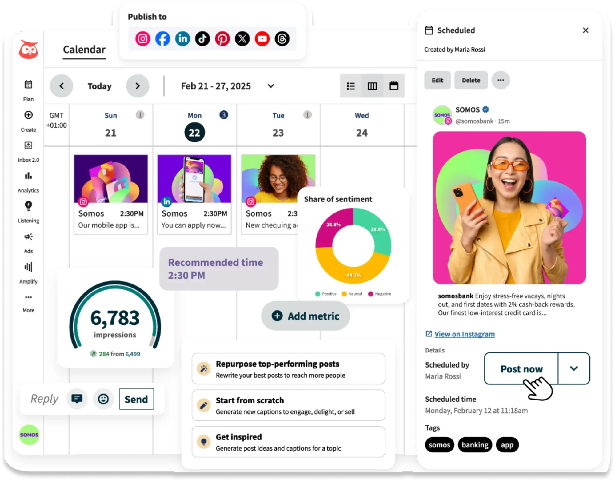 Hootsuite scheduling dashboard.