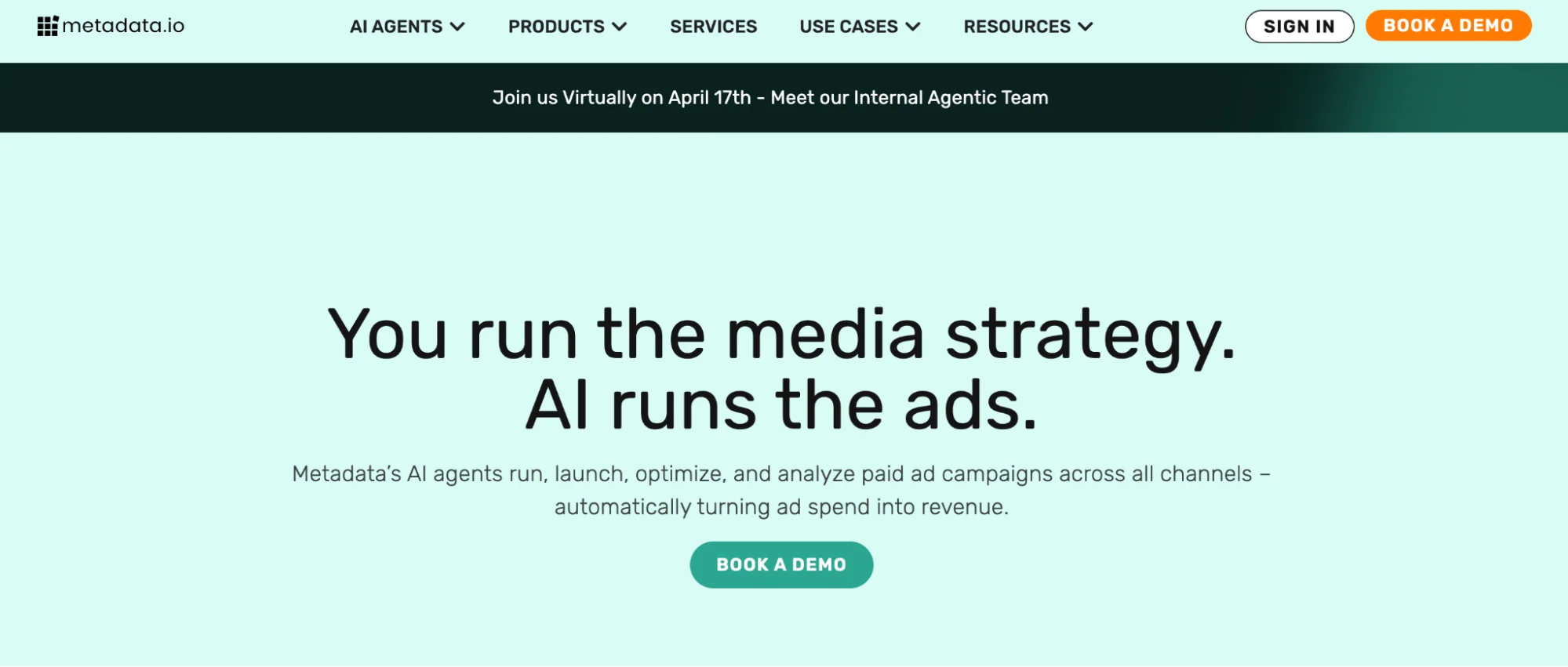 Metadata.io homepage