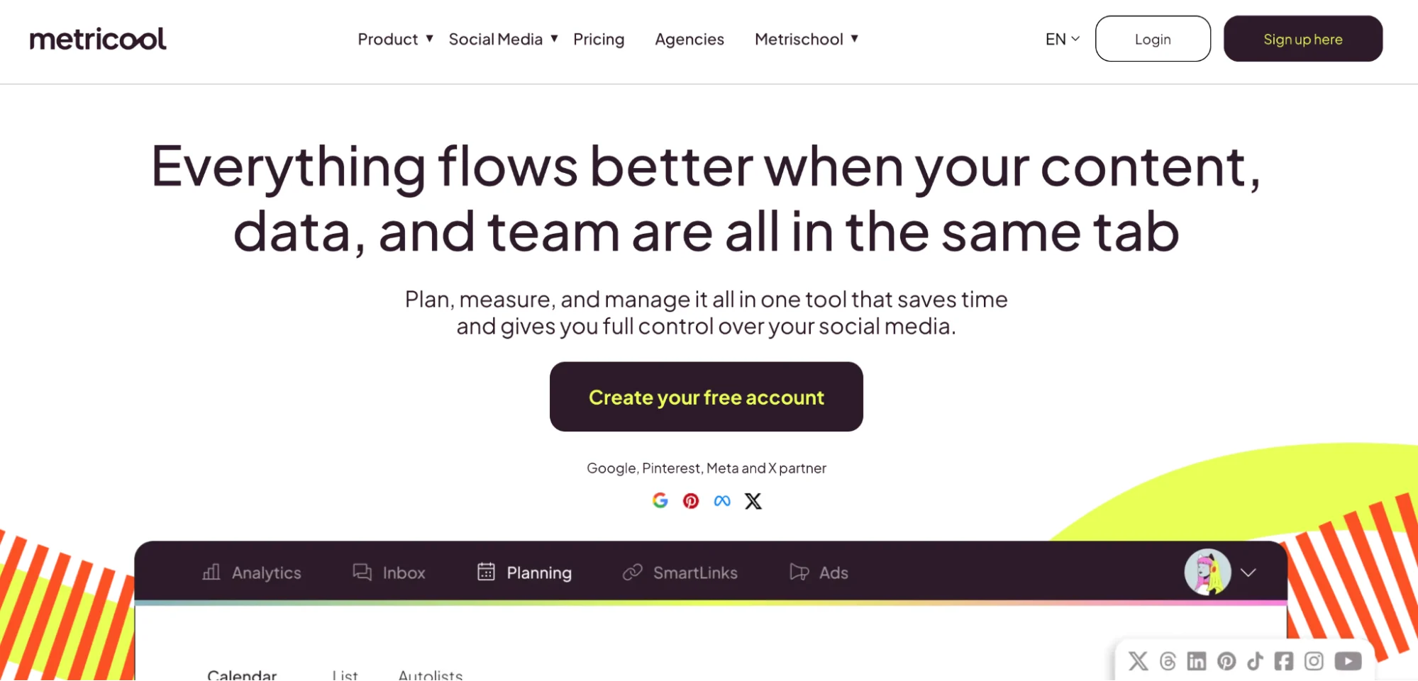 Metricool Homepage